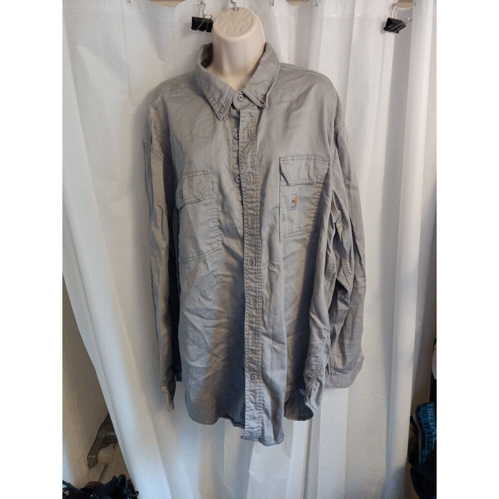 Carhartt Men's Gray FR Button-Front Long Sleeve Work Shirt 2XL